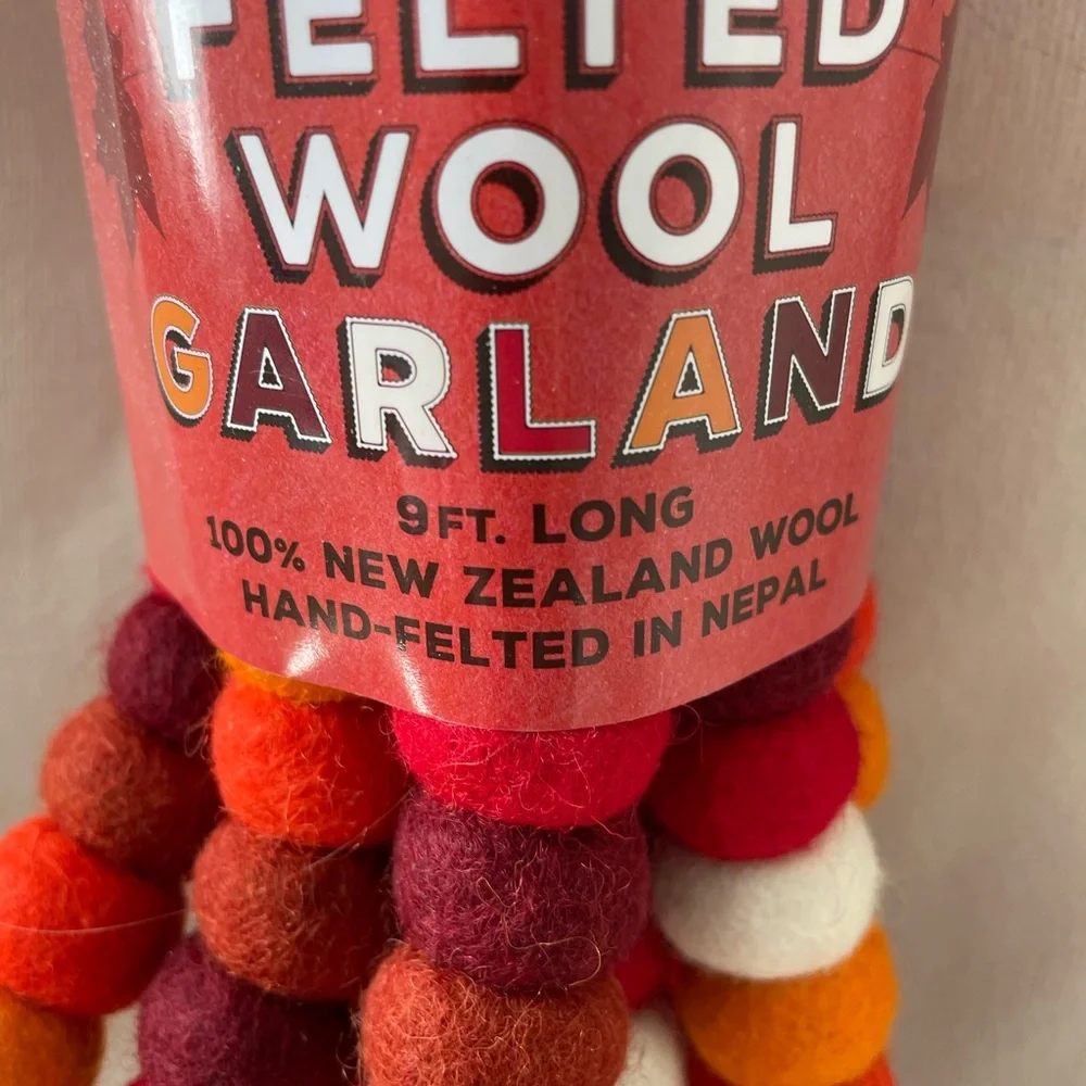 One Trader Joe's Handcrafted Felted Wool Garland 9ft Autumn Fall Colors! 2024